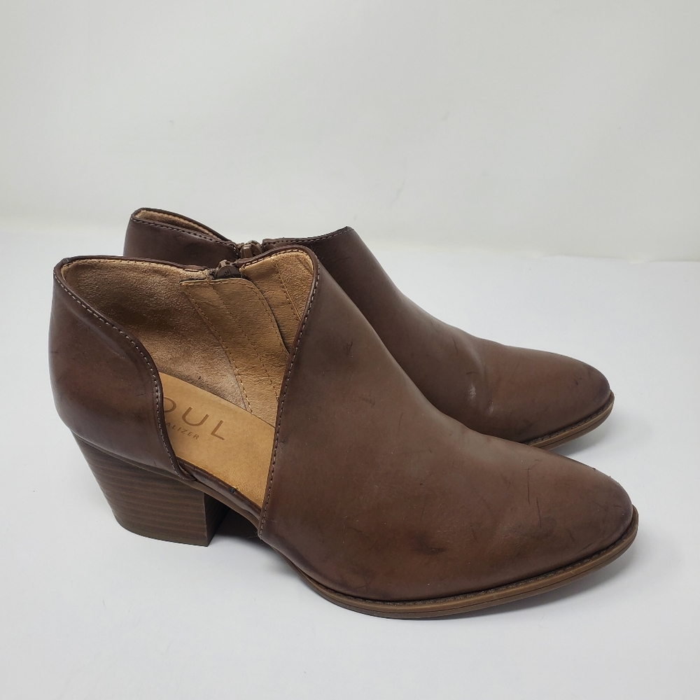 SOUL Naturalizer brown leather Suzette open side bootie size 7.5